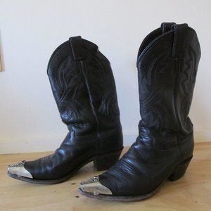 Vintage Justin cowboy boots, silver tips